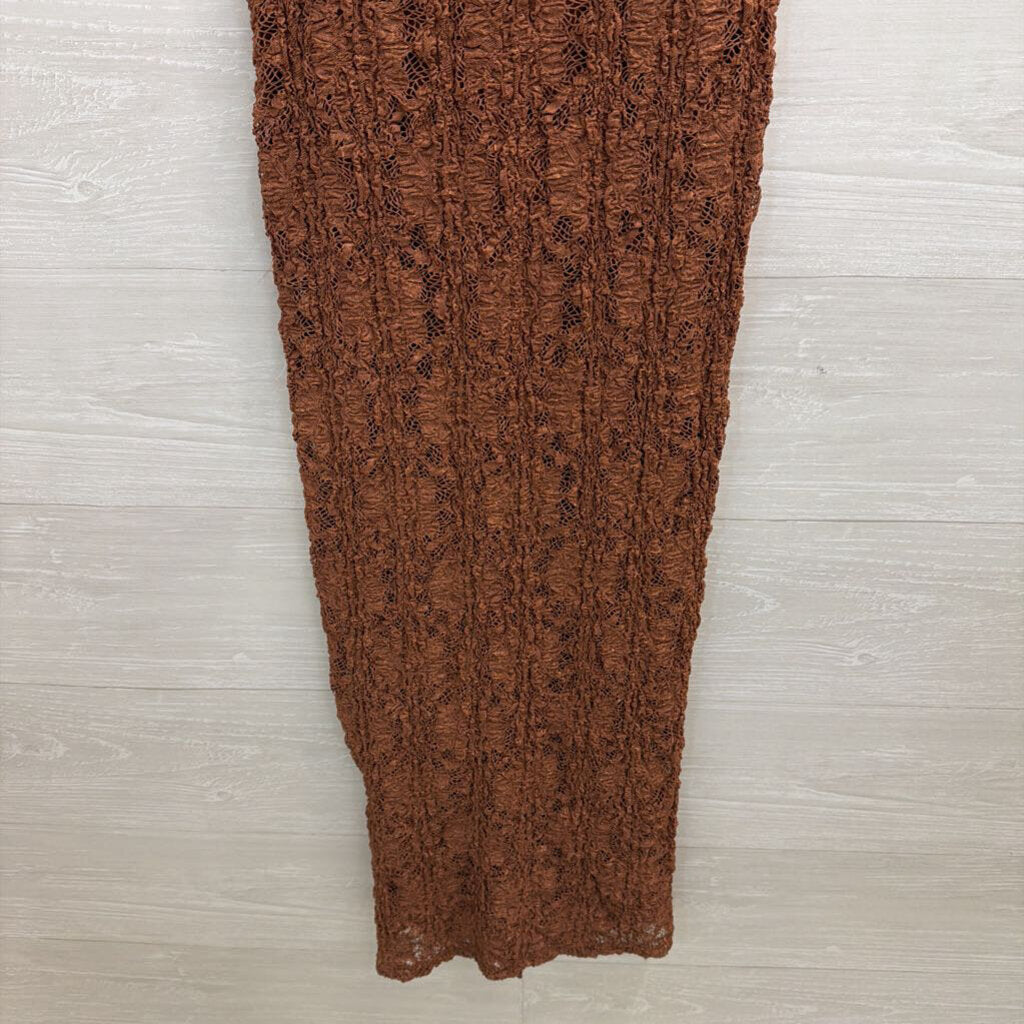 Bisou Bisou Brown Lace Maxi Dress Medium