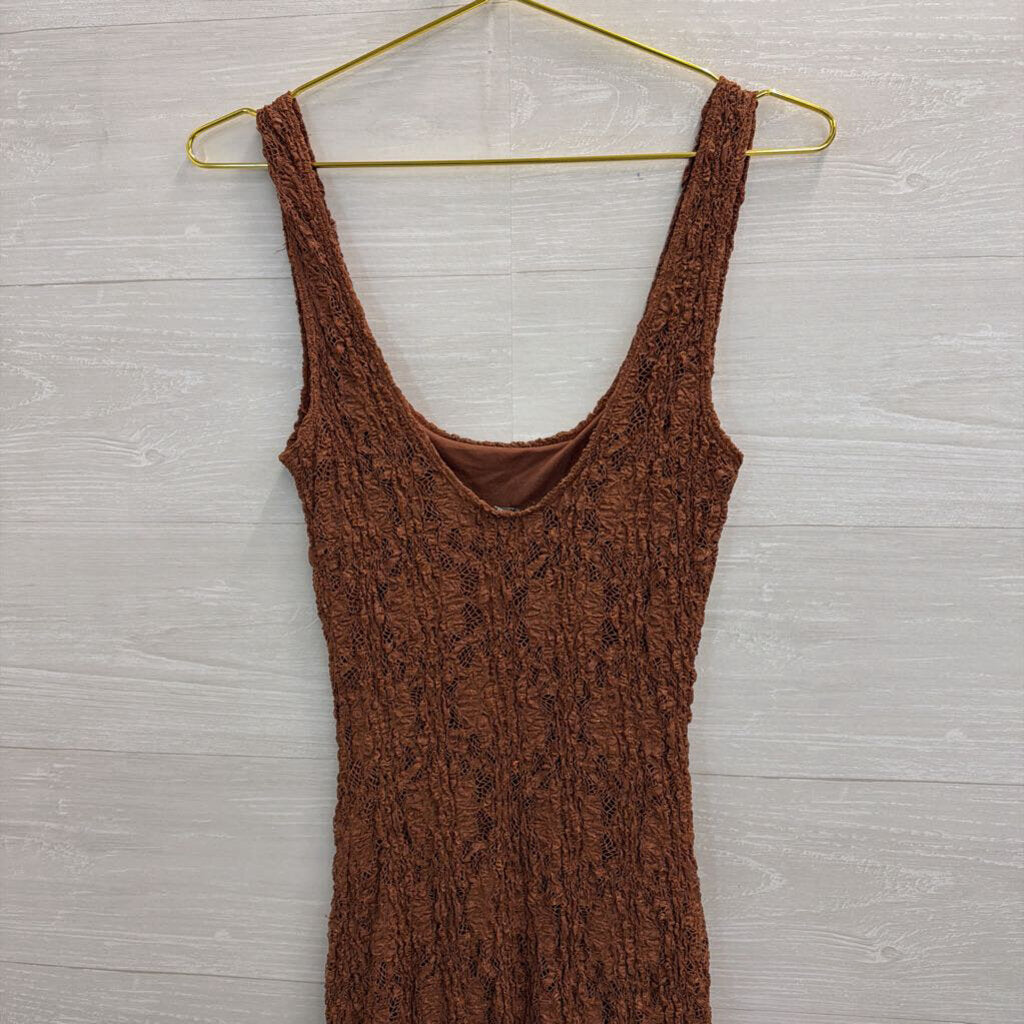 Bisou Bisou Brown Lace Maxi Dress Medium