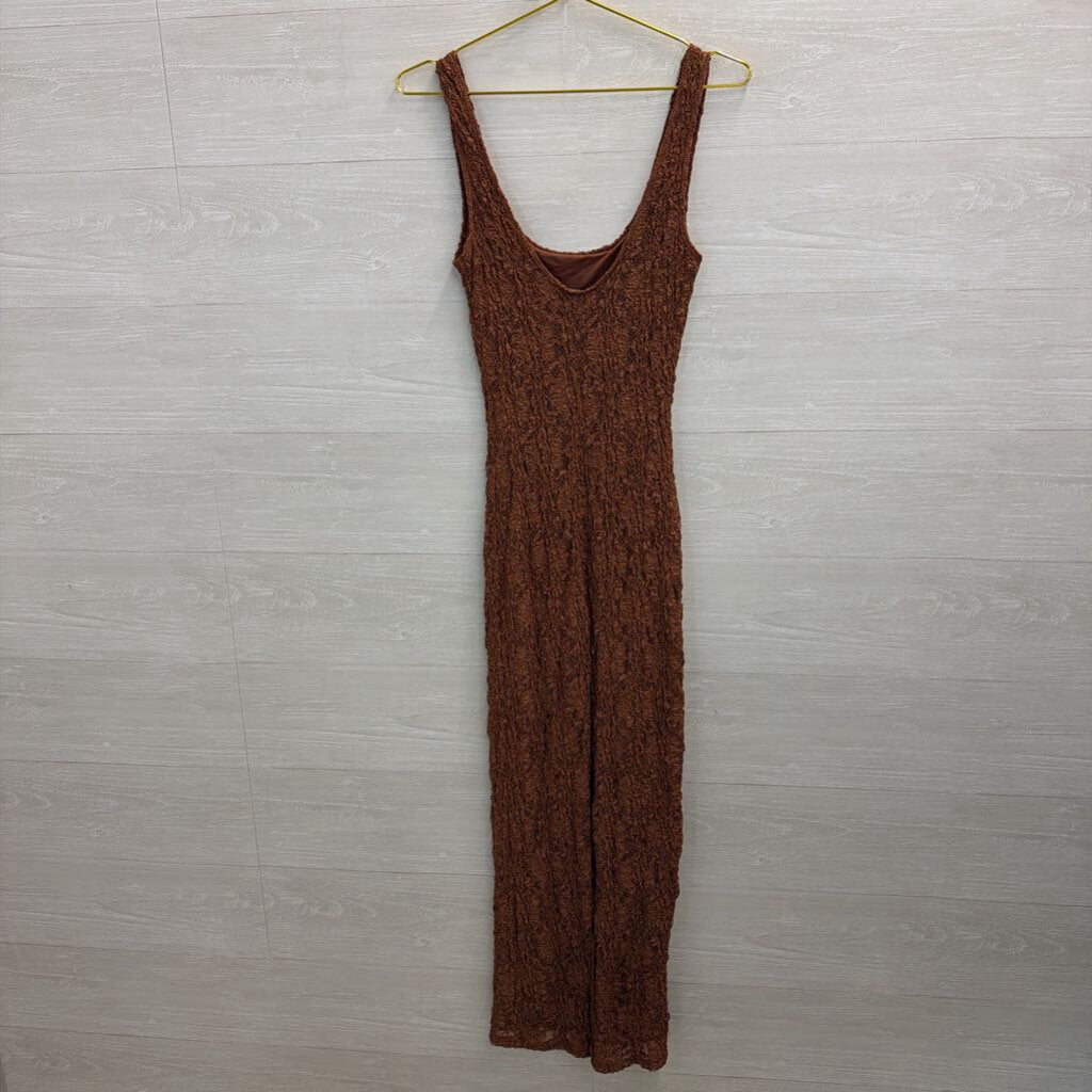 Bisou Bisou Brown Lace Maxi Dress Medium