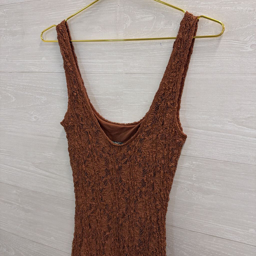 Bisou Bisou Brown Lace Maxi Dress Medium