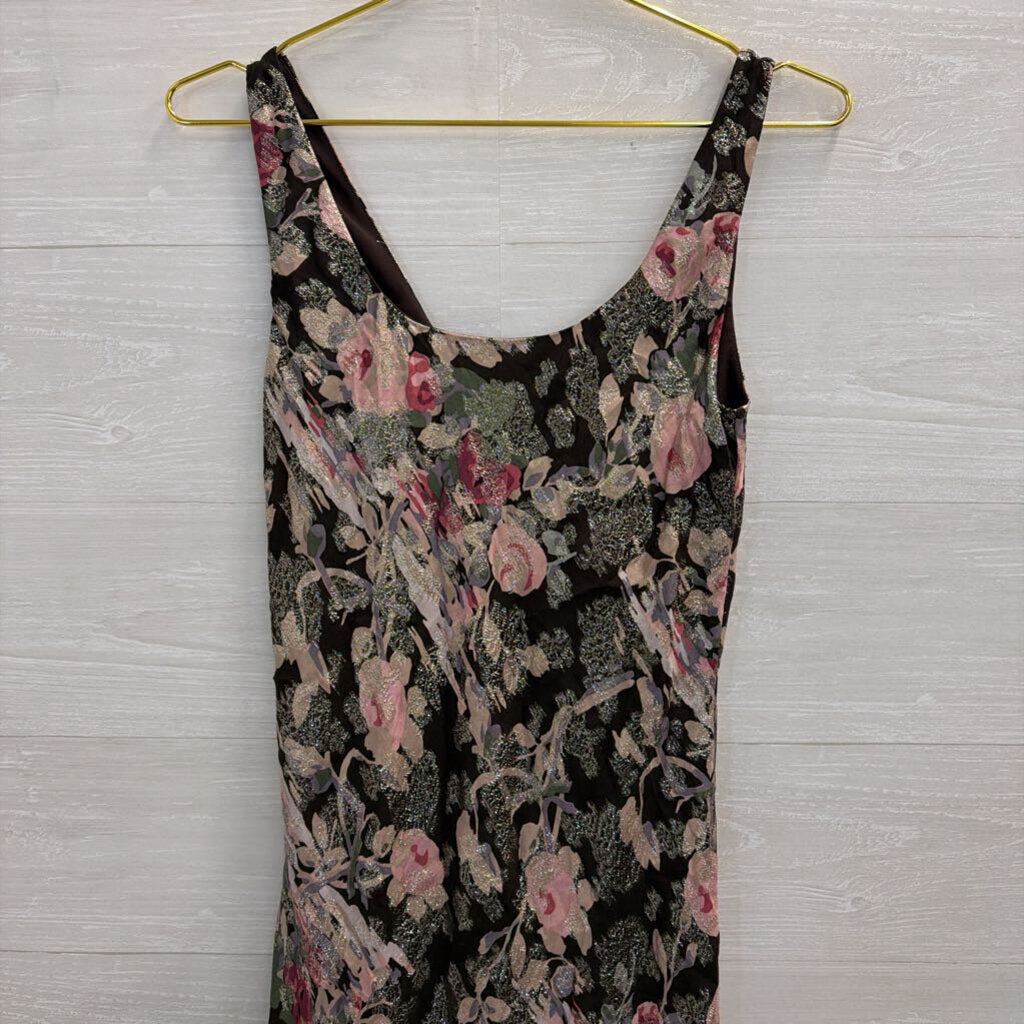 Lauren Ralph Lauren Brown/ Multi Metallic Thread Floral Print Maxi Dress 2