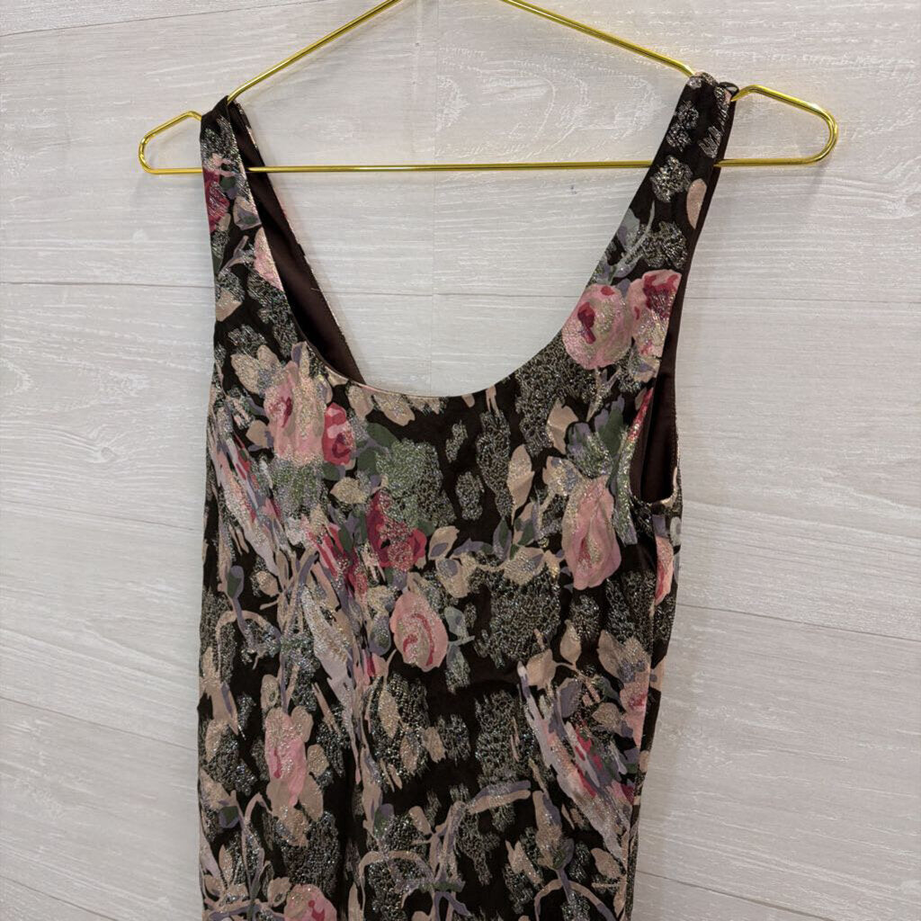 Lauren Ralph Lauren Brown/ Multi Metallic Thread Floral Print Maxi Dress 2