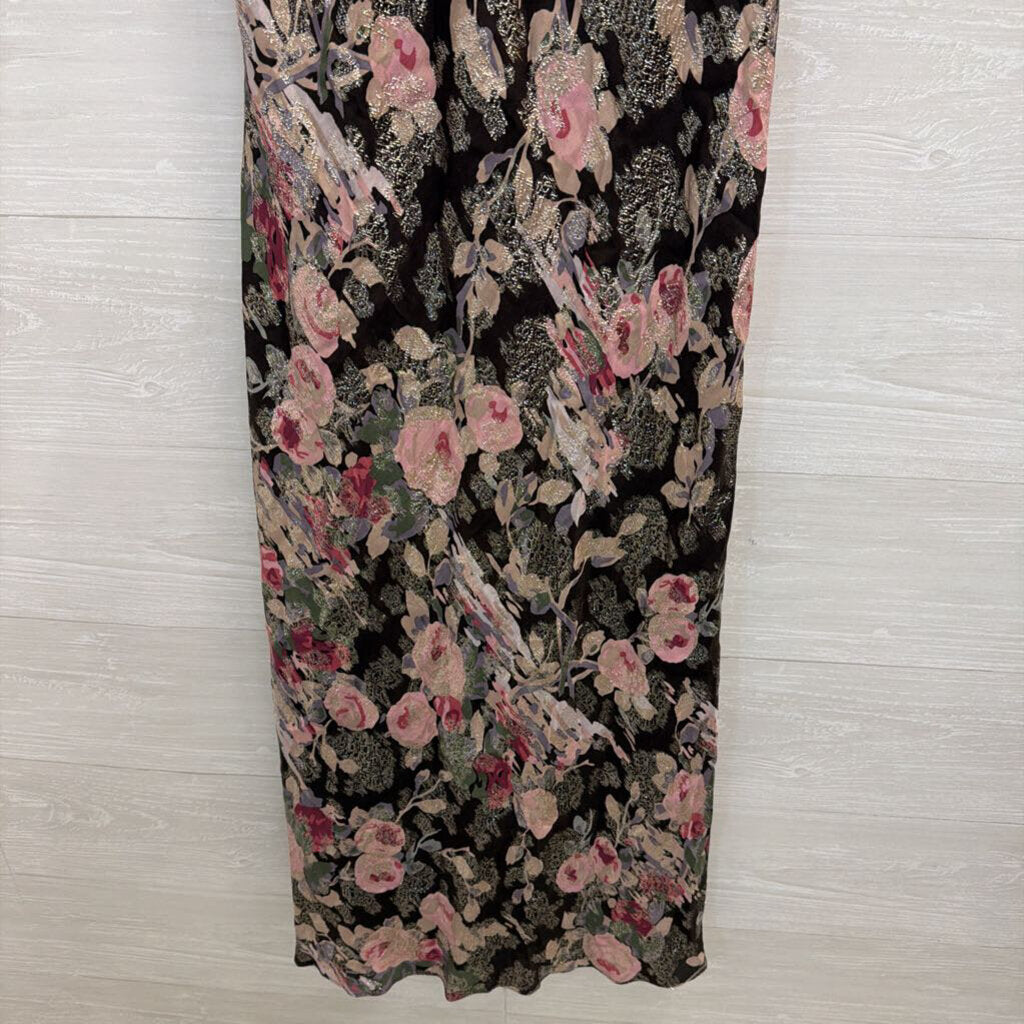 Lauren Ralph Lauren Brown/ Multi Metallic Thread Floral Print Maxi Dress 2