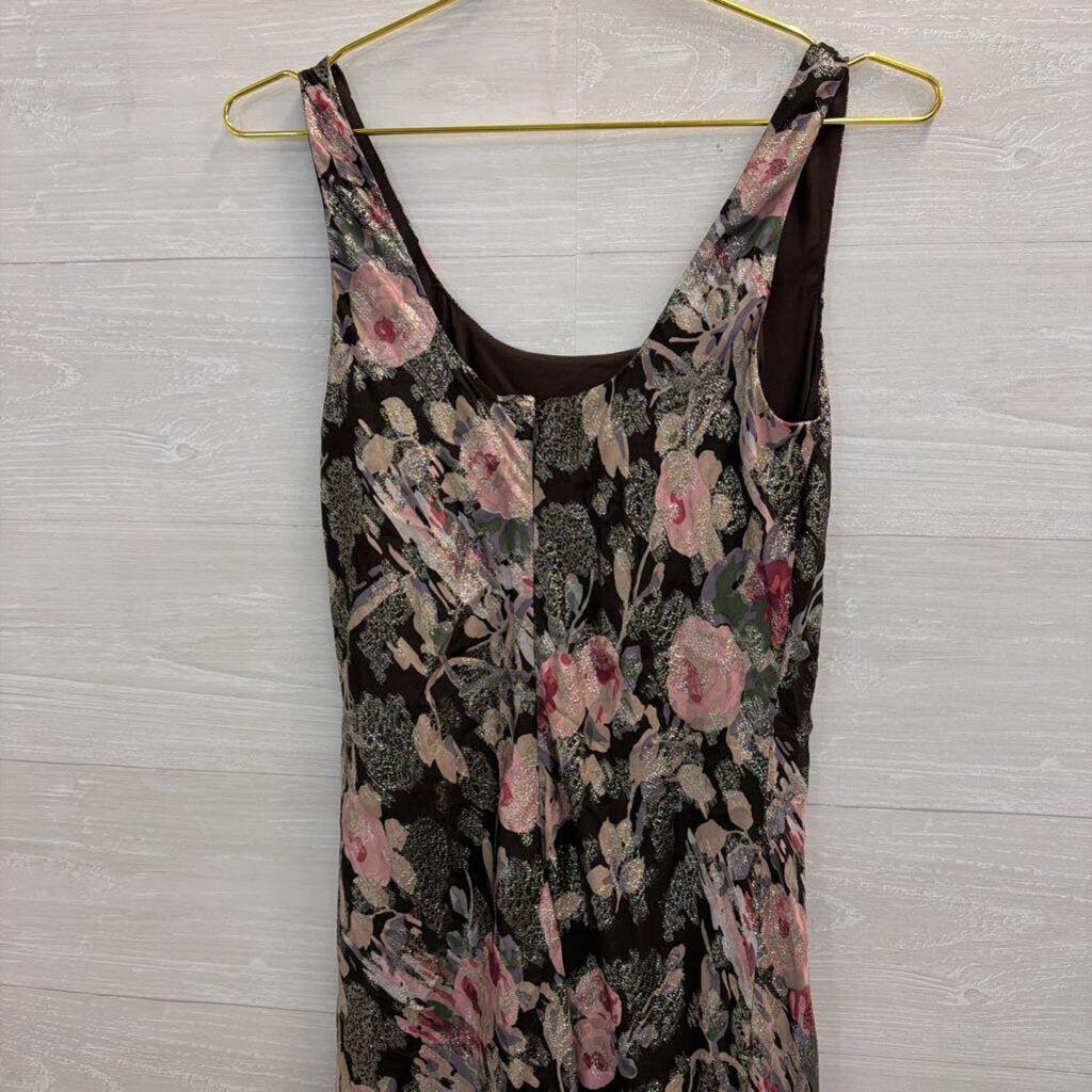 Lauren Ralph Lauren Brown/ Multi Metallic Thread Floral Print Maxi Dress 2