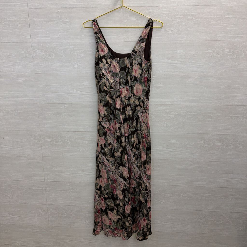 Lauren Ralph Lauren Brown/ Multi Metallic Thread Floral Print Maxi Dress 2