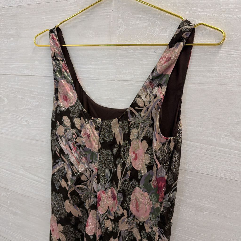 Lauren Ralph Lauren Brown/ Multi Metallic Thread Floral Print Maxi Dress 2