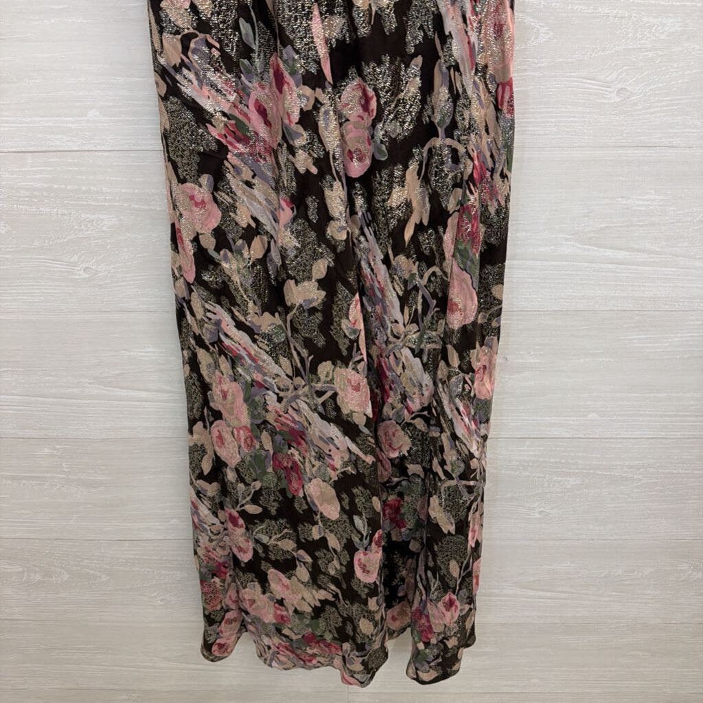Lauren Ralph Lauren Brown/ Multi Metallic Thread Floral Print Maxi Dress 2