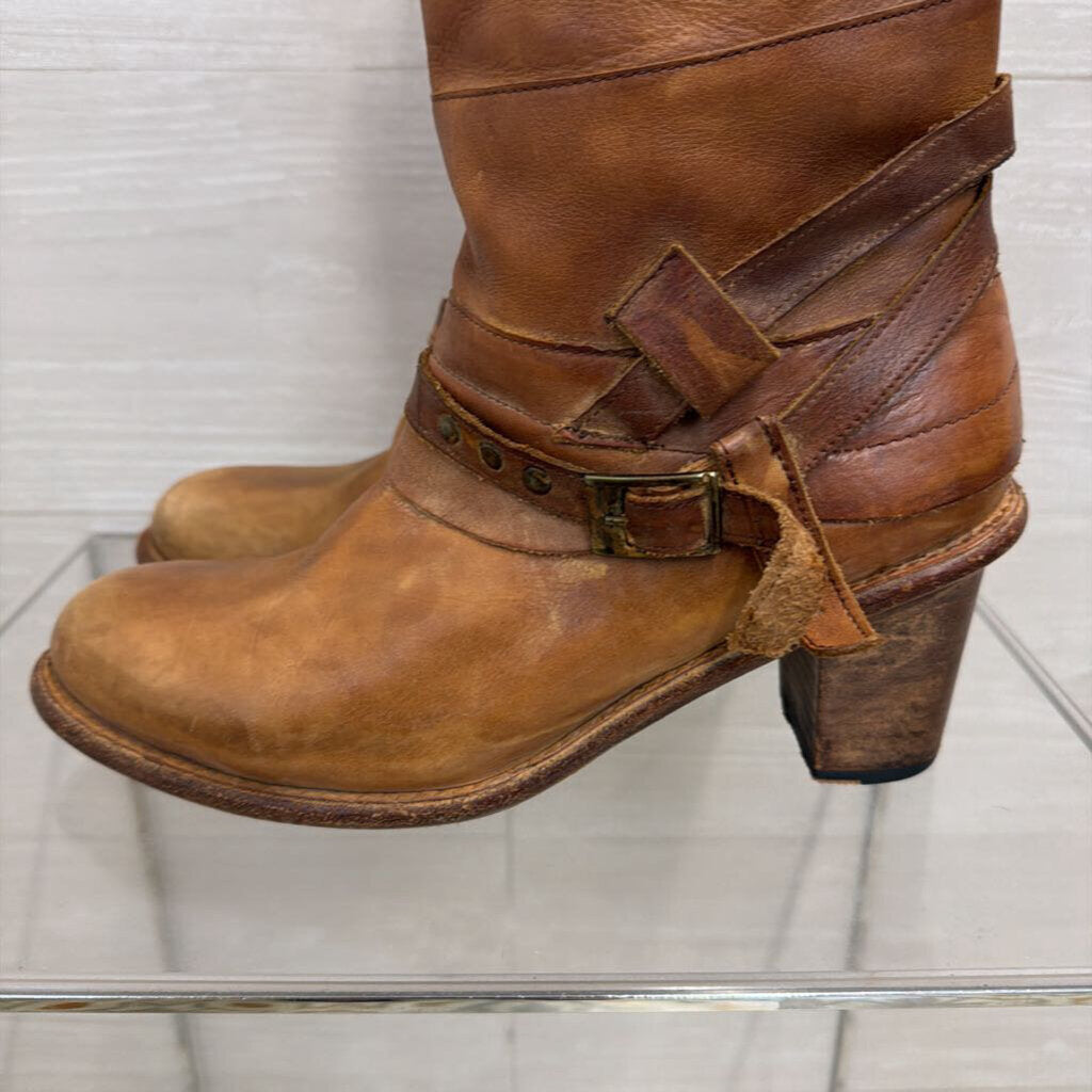 Bed Stu Brown Leather Gogo Lug Boots 9.5