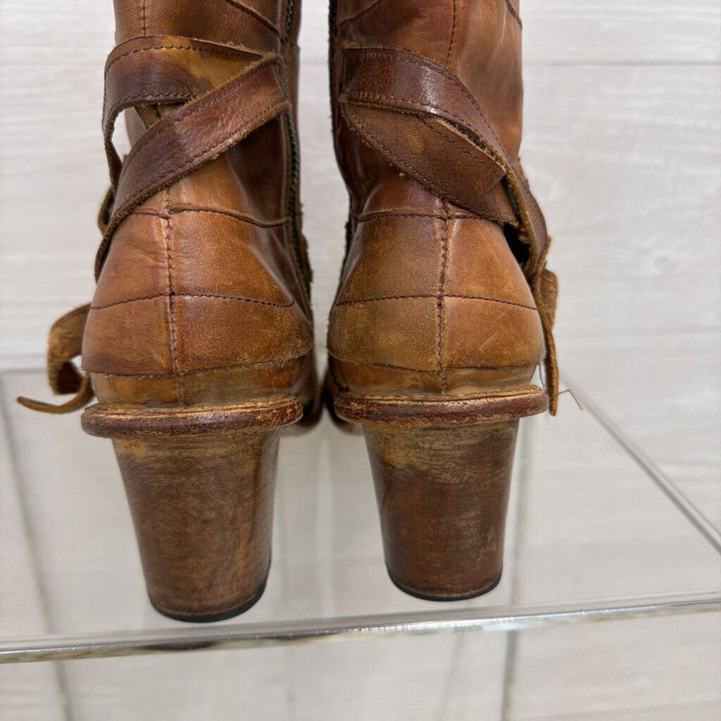 Bed Stu Brown Leather Gogo Lug Boots 9.5