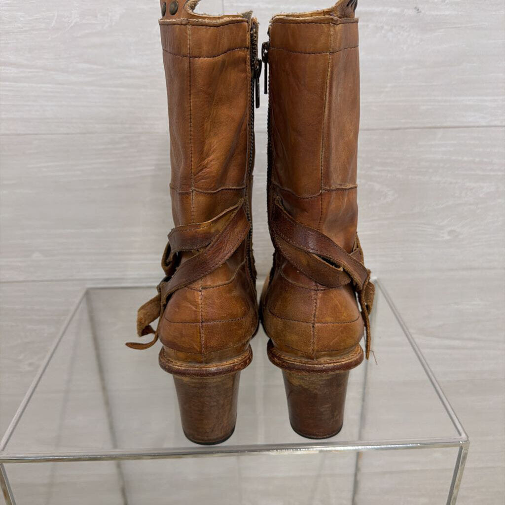 Bed Stu Brown Leather Gogo Lug Boots 9.5