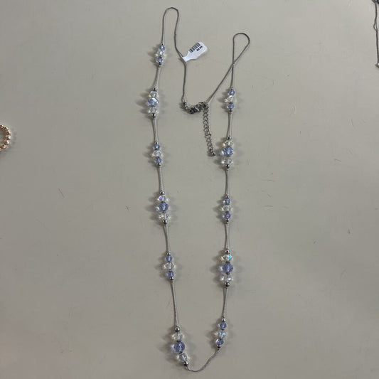 Silver/ Purple Crystal Long Necklace