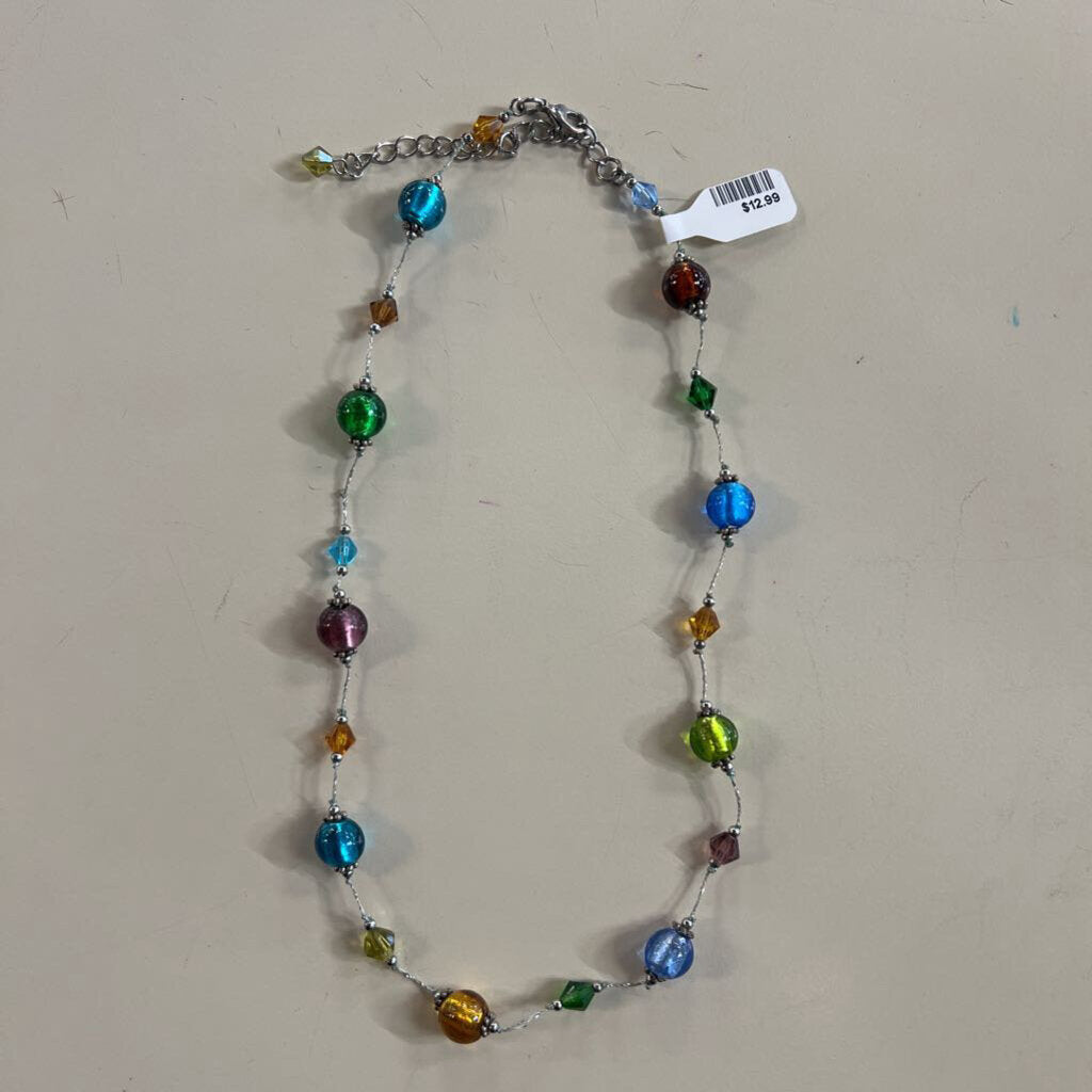 Silver/ Multi Beaded Necklace