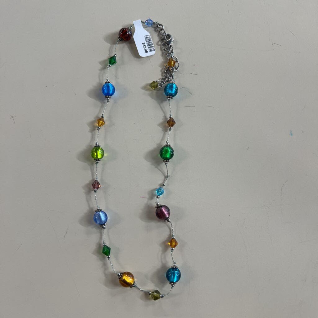 Silver/ Multi Beaded Necklace