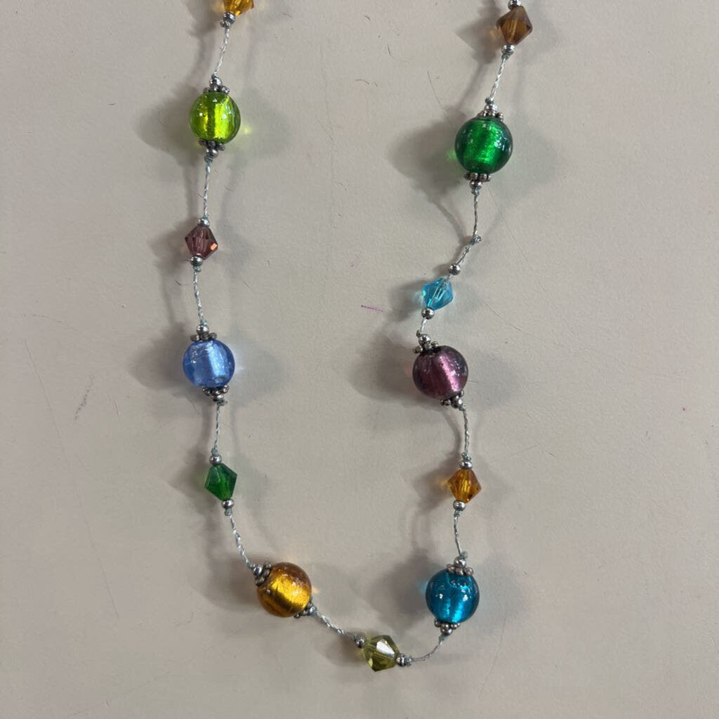Silver/ Multi Beaded Necklace