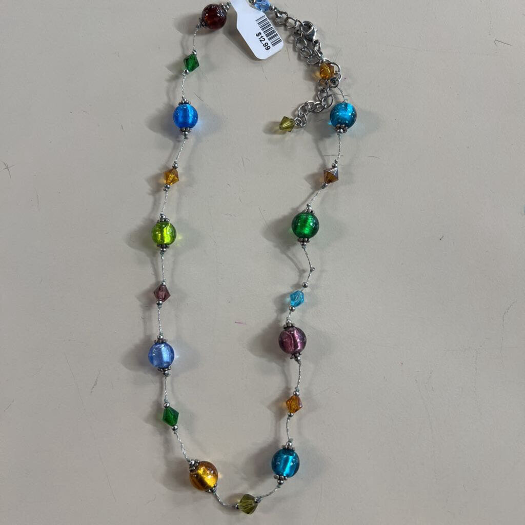 Silver/ Multi Beaded Necklace