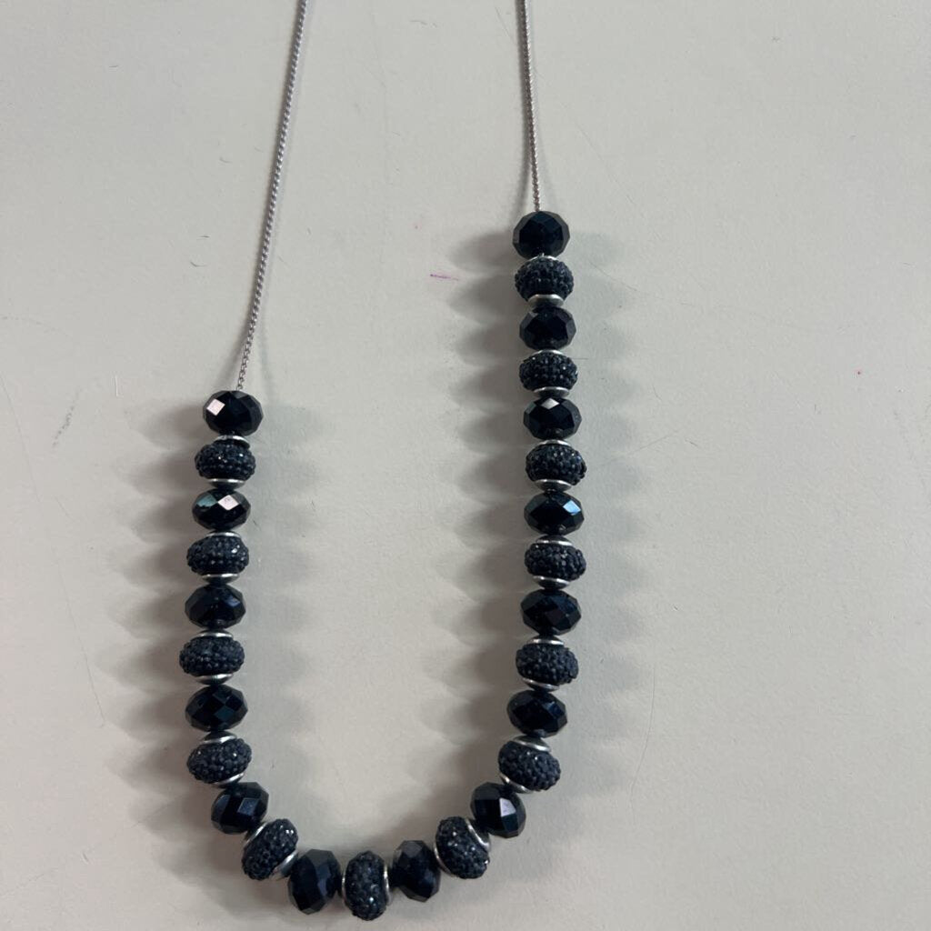 Silver/ Black Beaded Detail Necklace