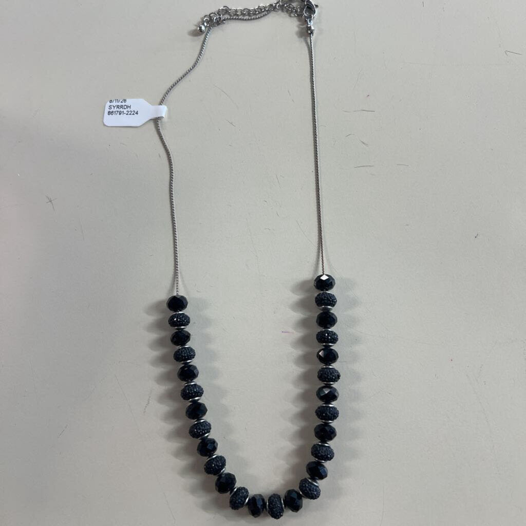 Silver/ Black Beaded Detail Necklace