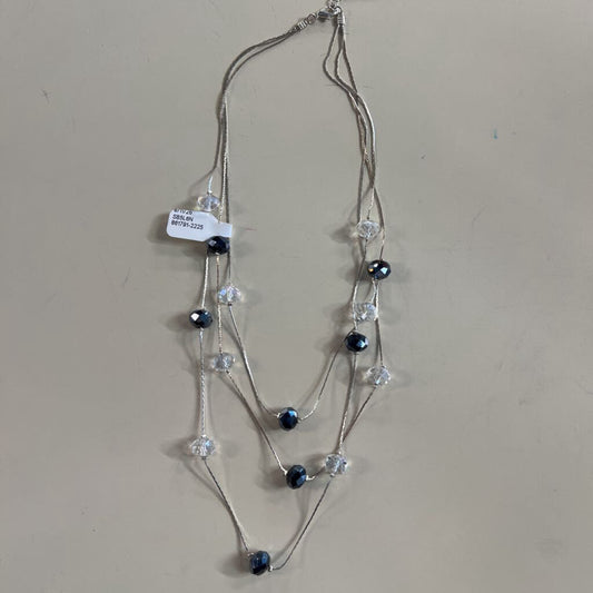 Silver Black/ Clear Crystal Layered Necklace