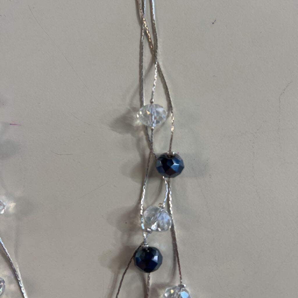 Silver Black/ Clear Crystal Layered Necklace