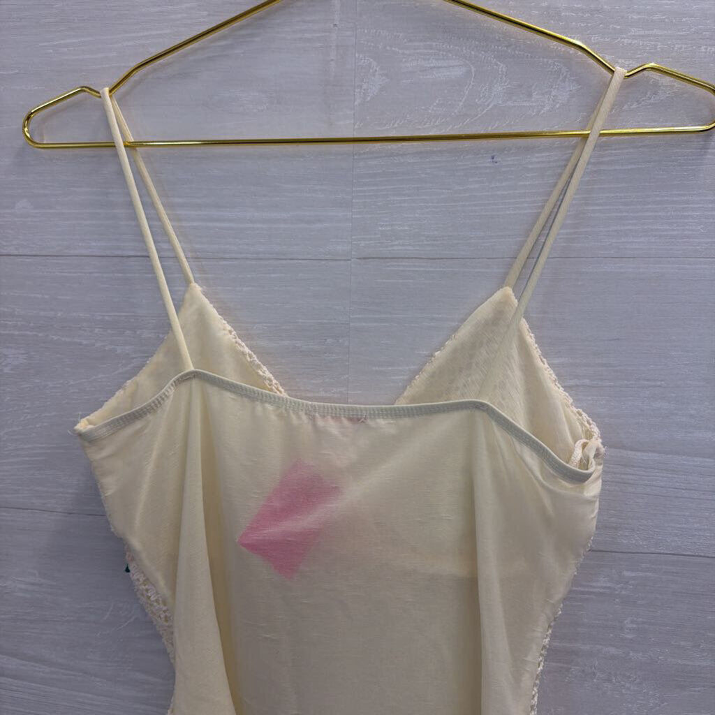 Event Cream Crochet Beaded Detail Tank Top Small