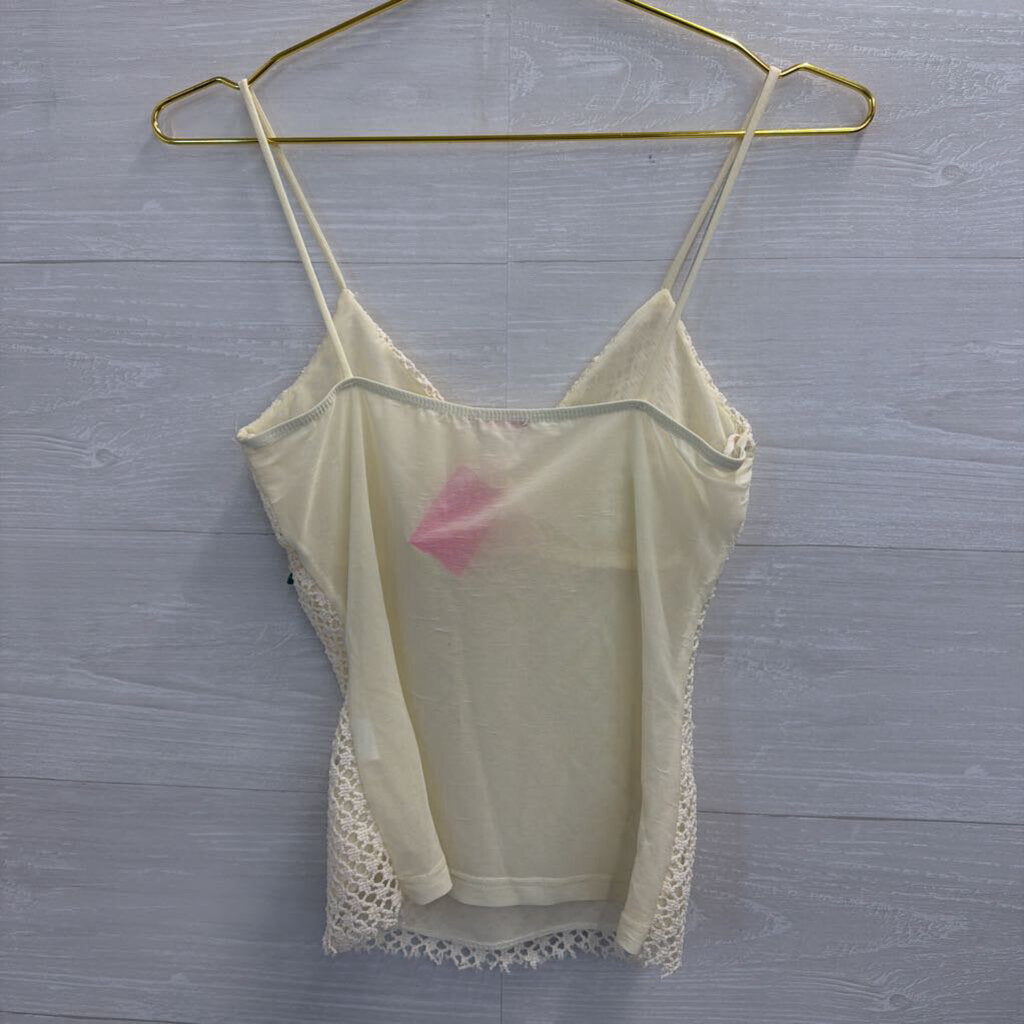 Event Cream Crochet Beaded Detail Tank Top Small