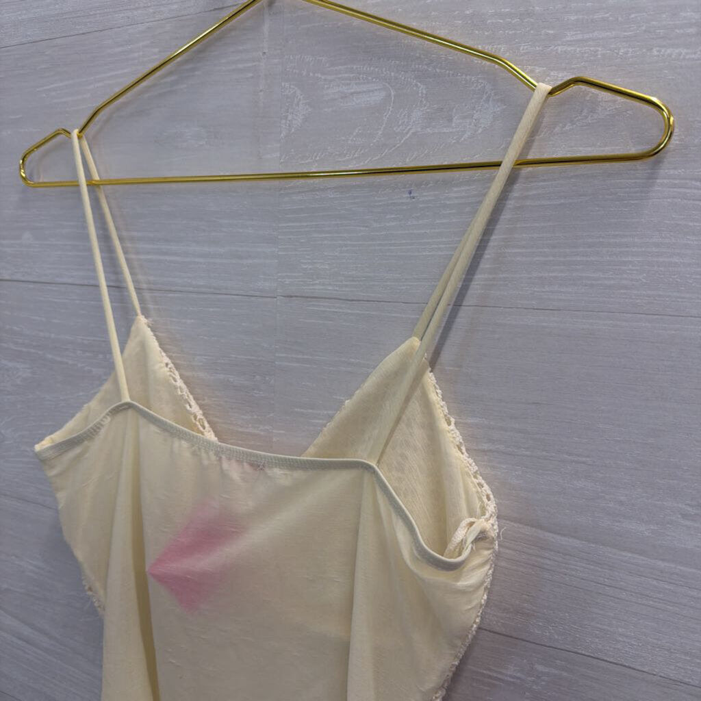Event Cream Crochet Beaded Detail Tank Top Small