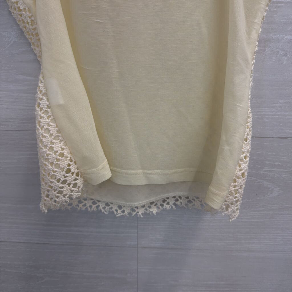 Event Cream Crochet Beaded Detail Tank Top Small