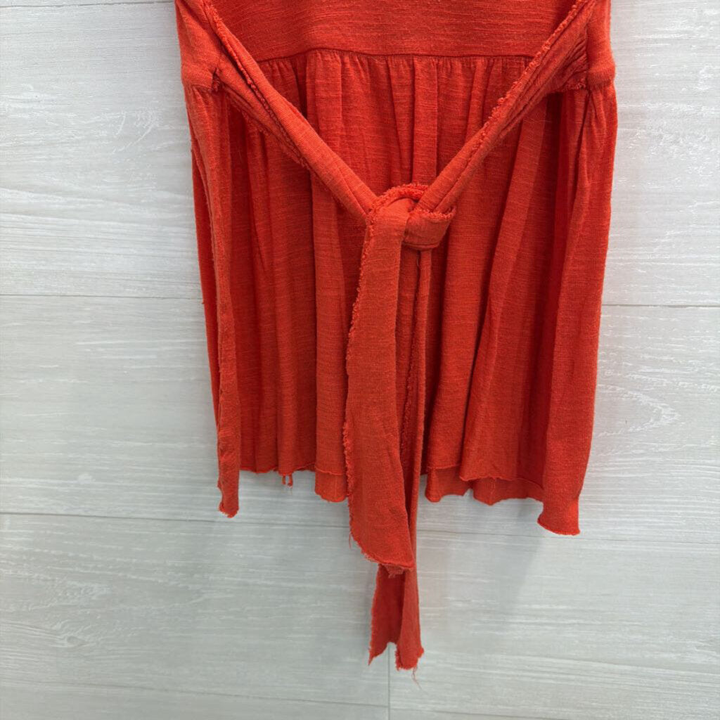 Free People Beige/ Orange Ombre Lace Detail Top Extra Small