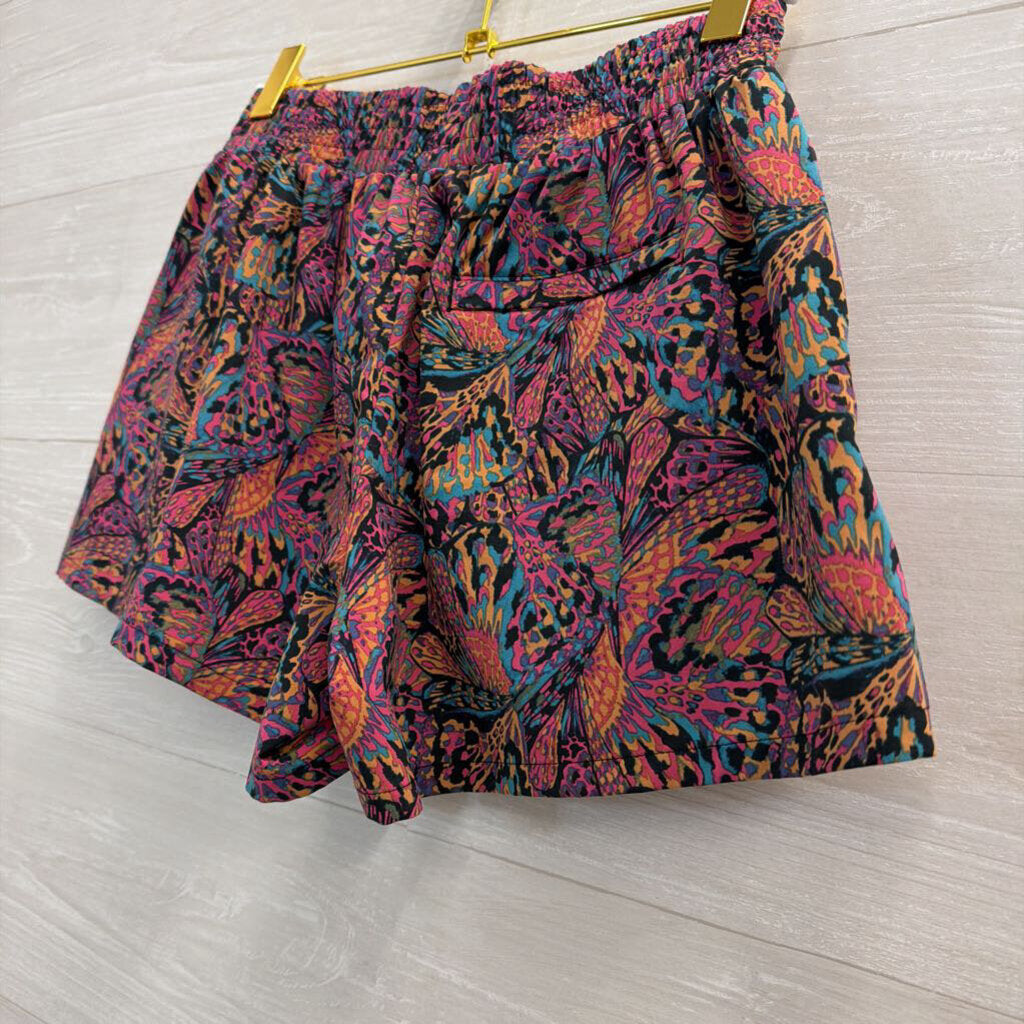 Toad and Co Black/ Multi Print Athletic Shorts Extra Small