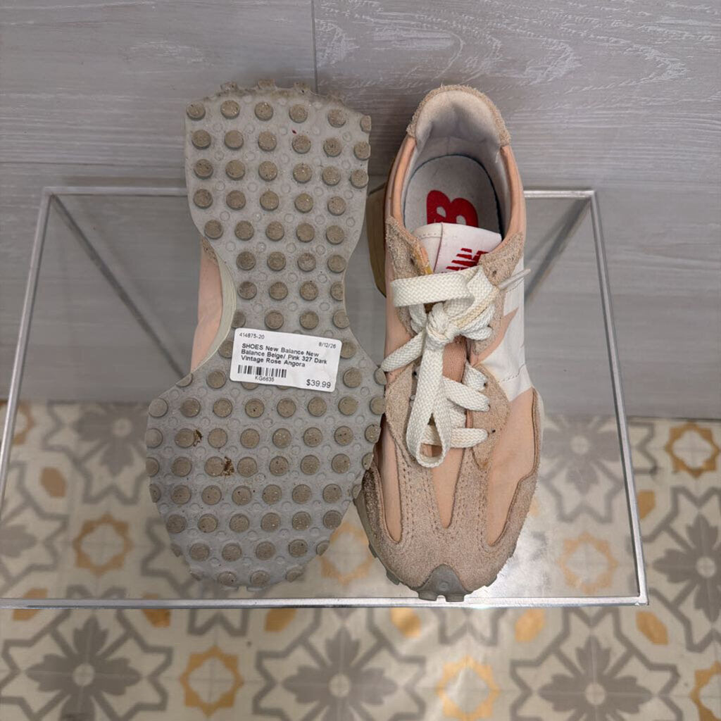 New Balance Beige/ Pink 327 Dark Vintage Rose Angora Sneakers 6.5