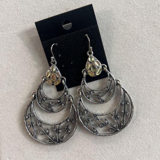 Silver Drop Statement Earrings