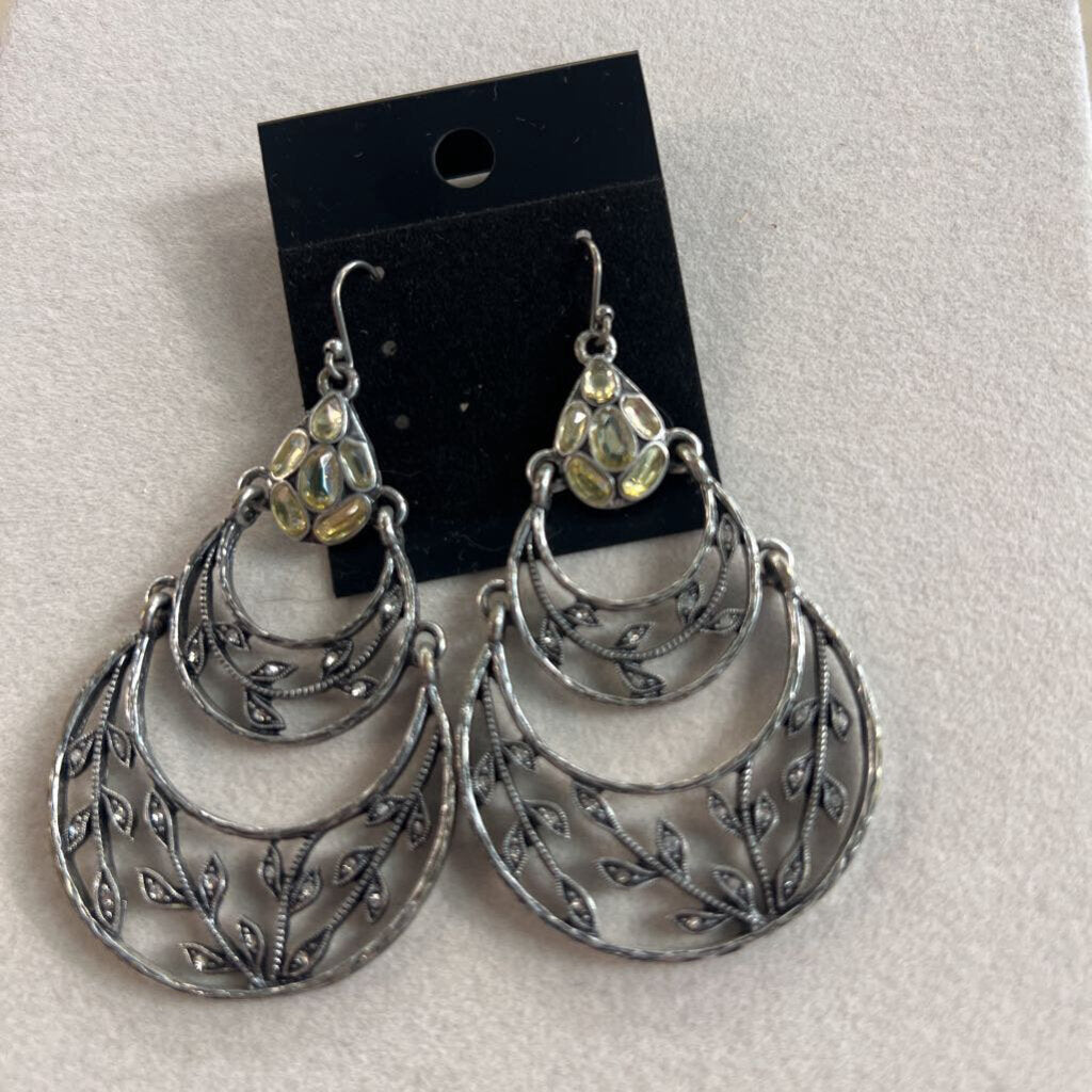Silver Drop Statement Earrings