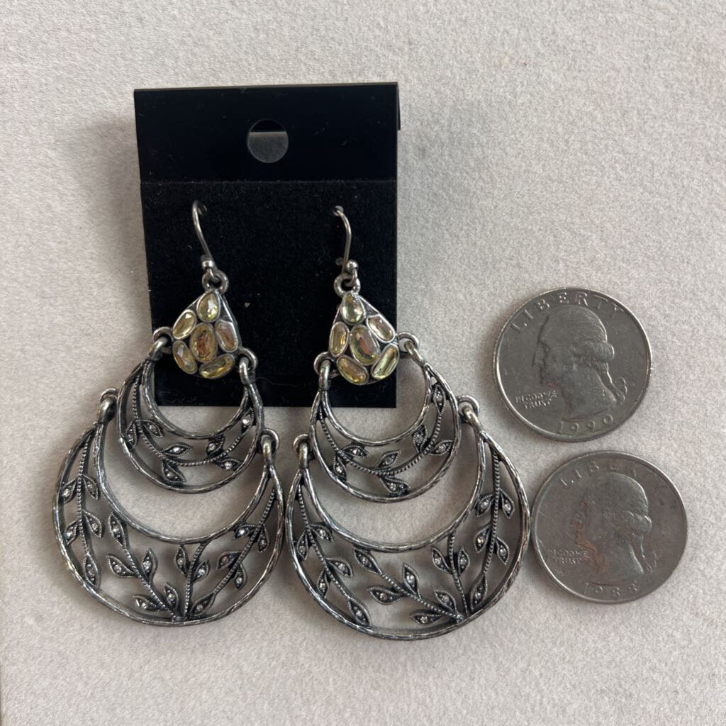 Silver Drop Statement Earrings