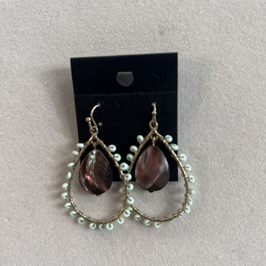 Blue/ Brown Beaded Drop Earrings