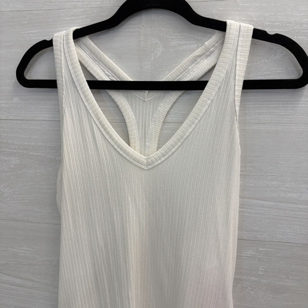 Athleta White Ribbed Tank Top Medium