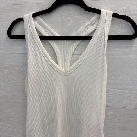 Athleta White Ribbed Tank Top Medium