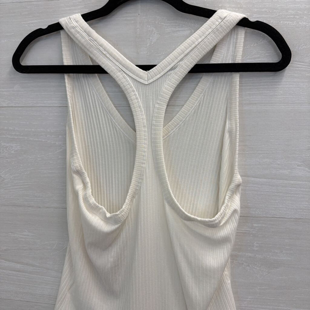 Athleta White Ribbed Tank Top Medium