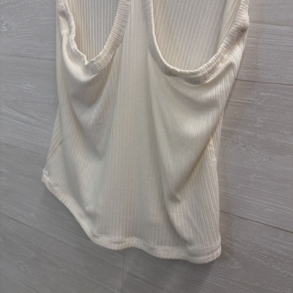 Athleta White Ribbed Tank Top Medium