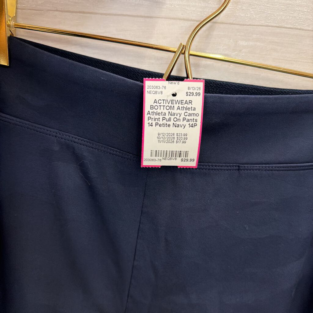 Athleta Navy Camo Print Pull On Pants 14 Petite