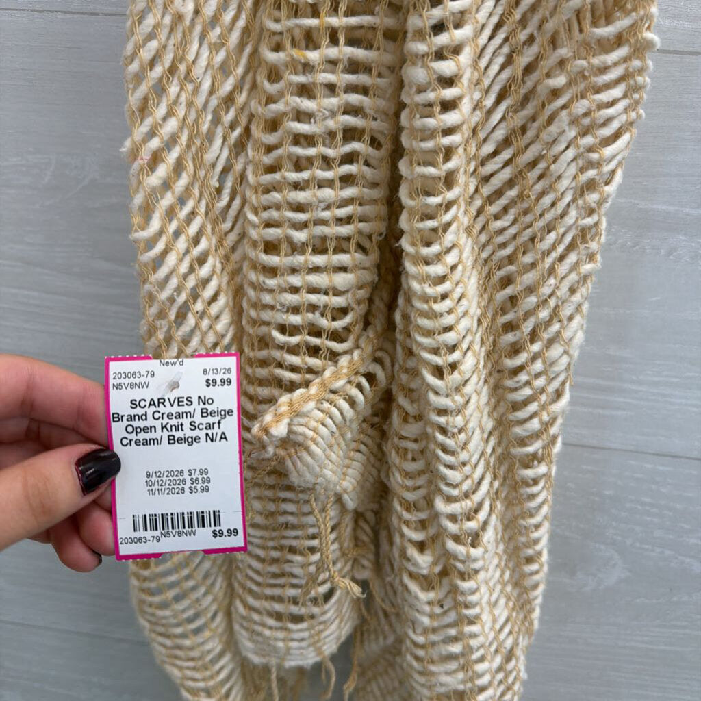 Cream/ Beige Open Knit Scarf