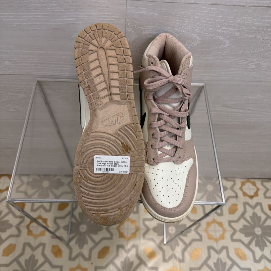 Nike Beige/ White Dunk High Fossil Stone Sneakers 10.5