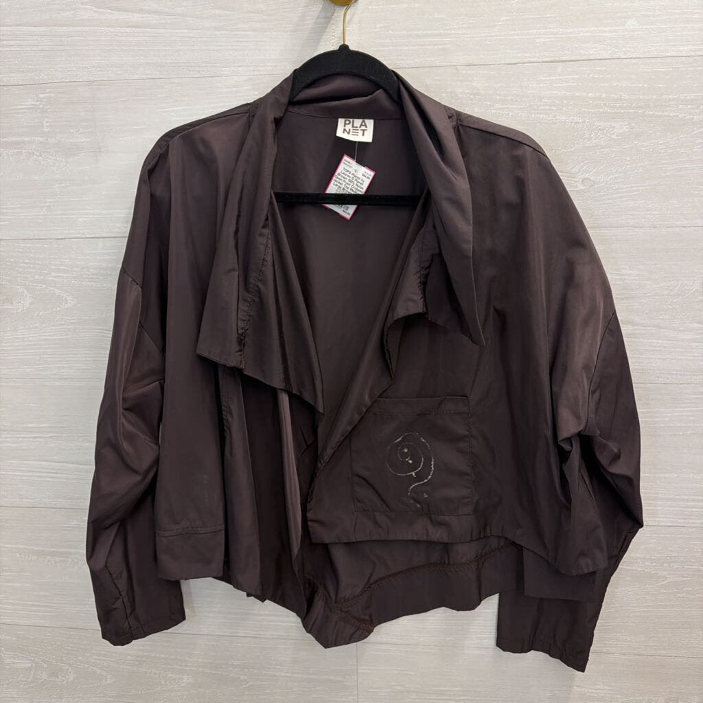 Planet Brown 100% Nylon Open Front Cropped Jacket Top Medium/ Large