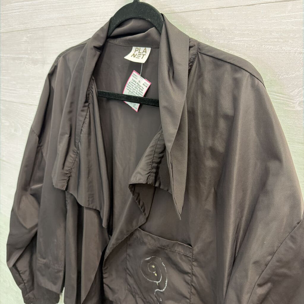 Planet Brown 100% Nylon Open Front Cropped Jacket Top Medium/ Large