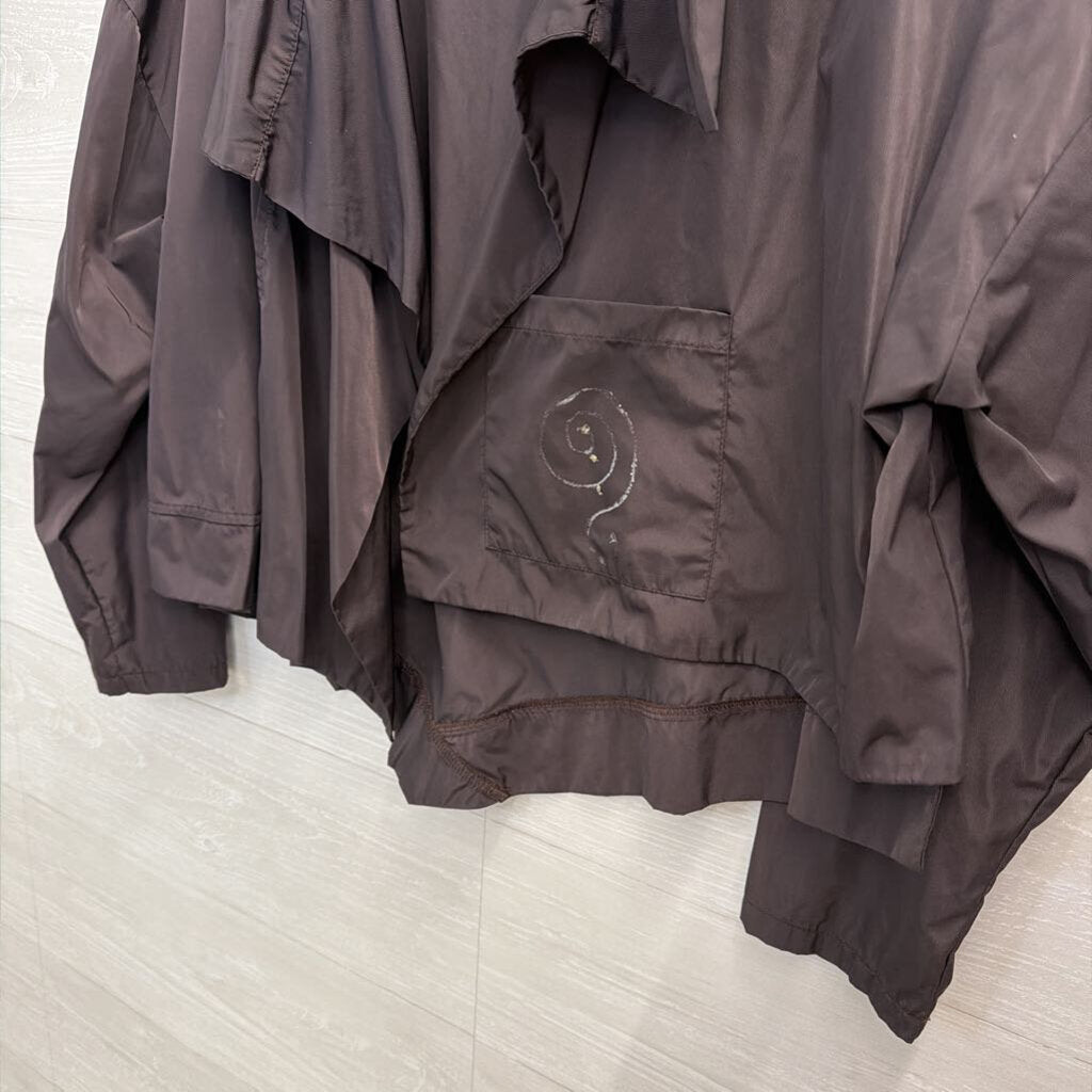 Planet Brown 100% Nylon Open Front Cropped Jacket Top Medium/ Large