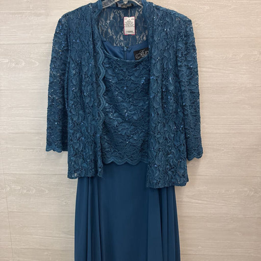 Alex Evenings Teal Lace Top With Jacket Formal Dress 14