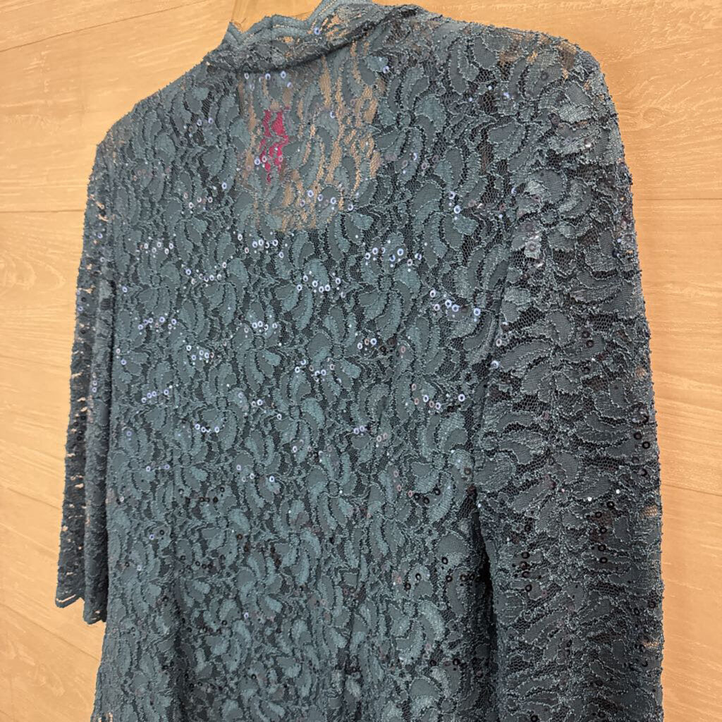 Alex Evenings Teal Lace Top With Jacket Formal Dress 14
