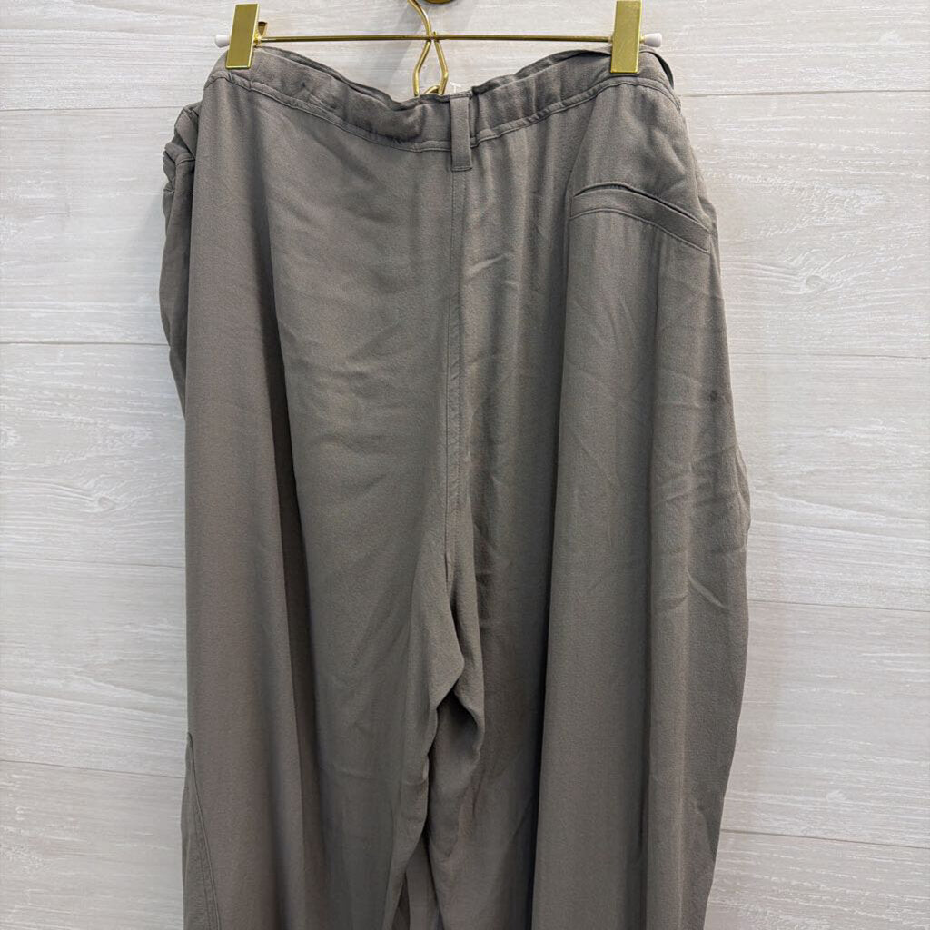 Eileen Fisher Grey 100% Silk Pull On Pants Extra Large
