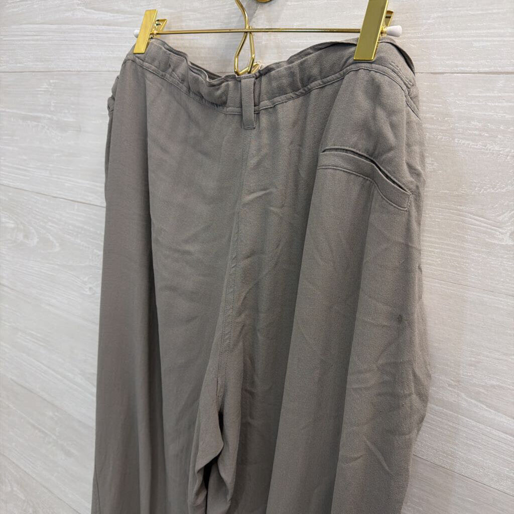 Eileen Fisher Grey 100% Silk Pull On Pants Extra Large