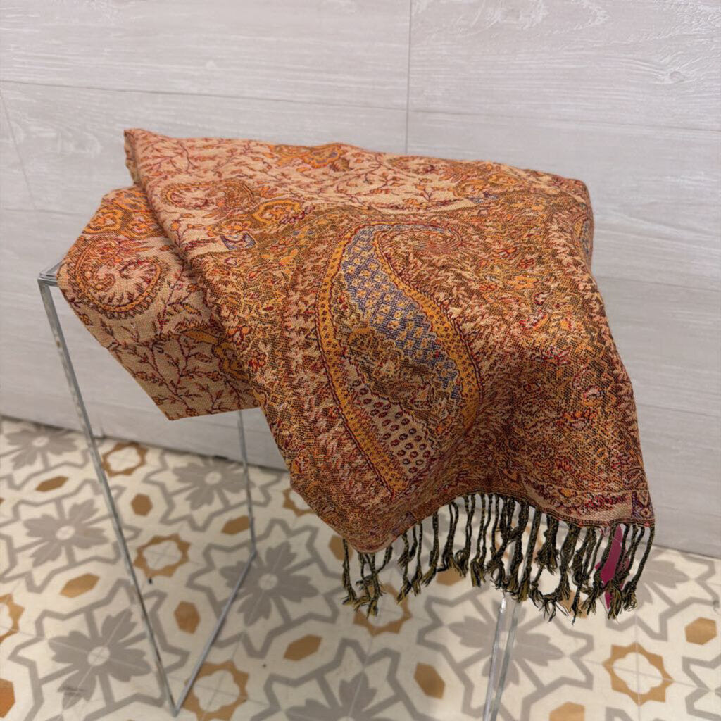 Brown/ Orange Print Scarf