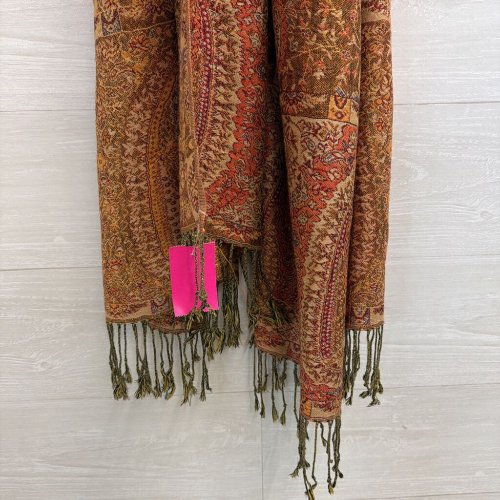 Brown/ Orange Print Scarf